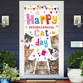 Lofaris Colorful Note Heart International Cat Day Door Cover